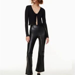 Aritzia| Roma Chic Black Flare Leather Pants